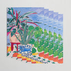 Houseplant collection Still Life on Blue Painting with Stromanthe Triostar, Pilea, and Snake Plant and Lion Vase Wrapping Paper Gallery Image 3