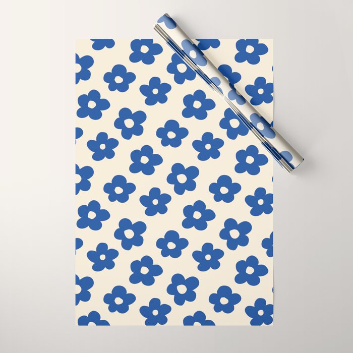 Indigo Flower Pattern #indigo #blue #navy #pattern #floral Wrapping Paper Gallery Image 1
