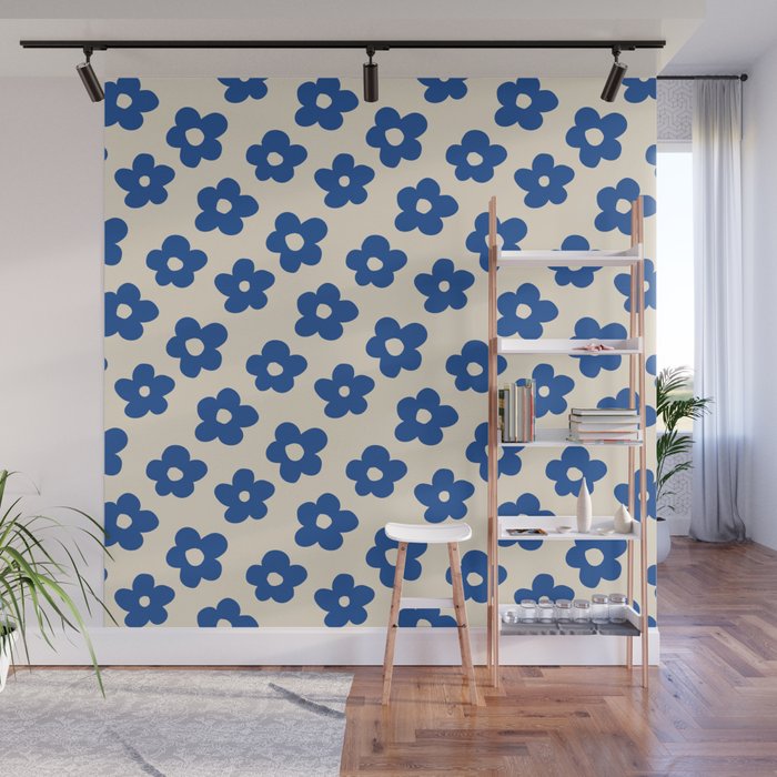Indigo Flower Pattern #indigo #blue #navy #pattern #floral Wall Mural Gallery Image 1
