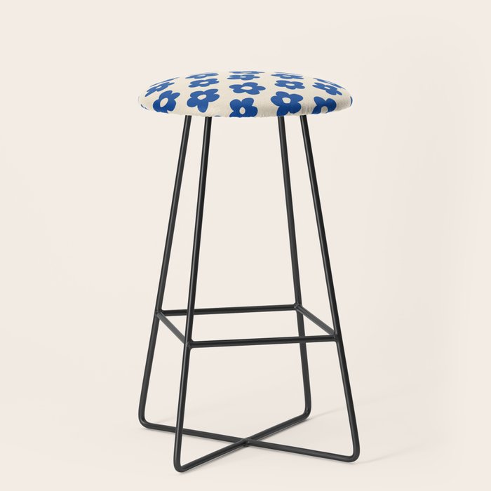 Indigo Flower Pattern #indigo #blue #navy #pattern #floral Stool Gallery Image 1