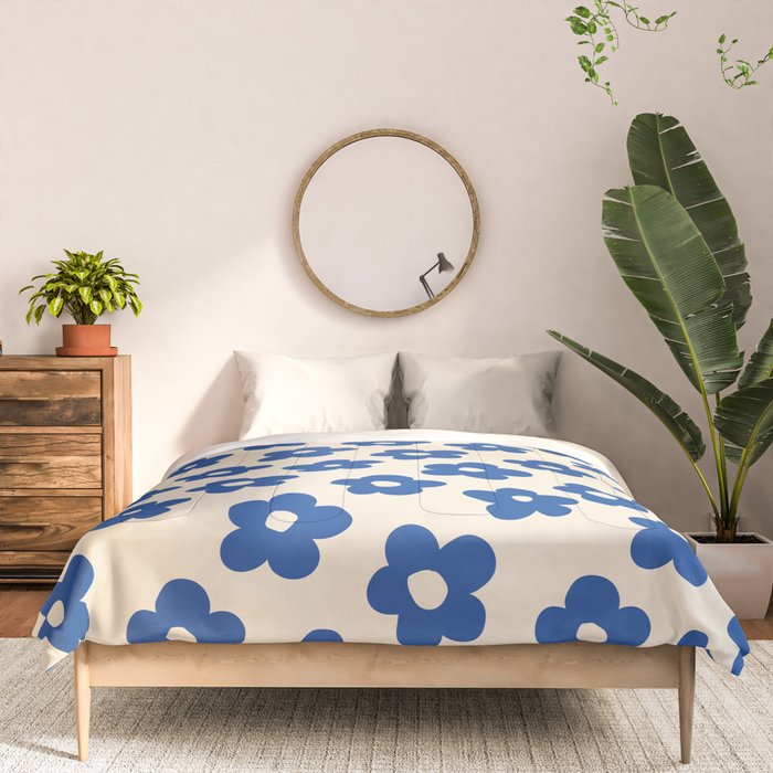 Indigo Flower Pattern #indigo #blue #navy #pattern #floral Comforter Gallery Image 3