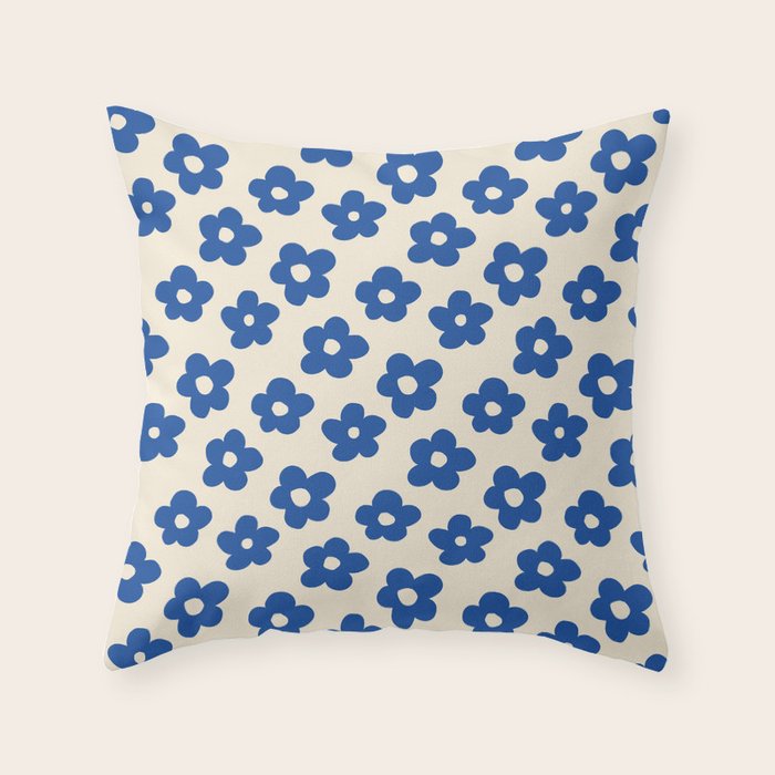 Indigo Flower Pattern #indigo #blue #navy #pattern #floral Throw Pillow Gallery Image 1