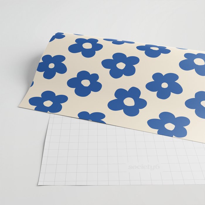Indigo Flower Pattern #indigo #blue #navy #pattern #floral Wrapping Paper Gallery Image 2