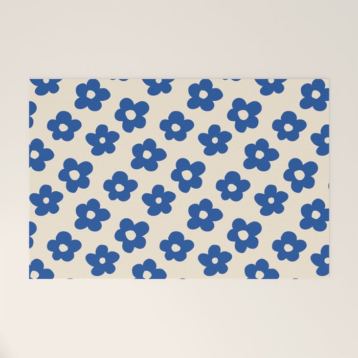 Indigo Flower Pattern #indigo #blue #navy #pattern #floral Welcome Mat Gallery Image 1