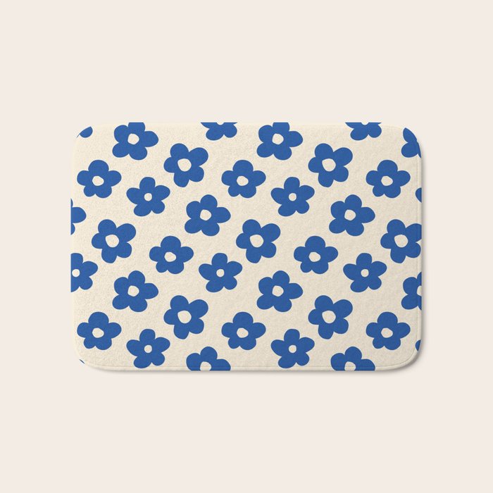 Indigo Flower Pattern #indigo #blue #navy #pattern #floral Bath Mat Gallery Image 1