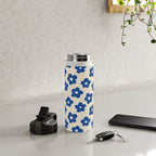 Indigo Flower Pattern #indigo #blue #navy #pattern #floral Water Bottle Gallery Image 4