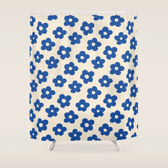 Indigo Flower Pattern #indigo #blue #navy #pattern #floral Shower Curtain Gallery Image 1