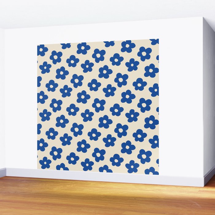 Indigo Flower Pattern #indigo #blue #navy #pattern #floral Wall Mural Gallery Image 2