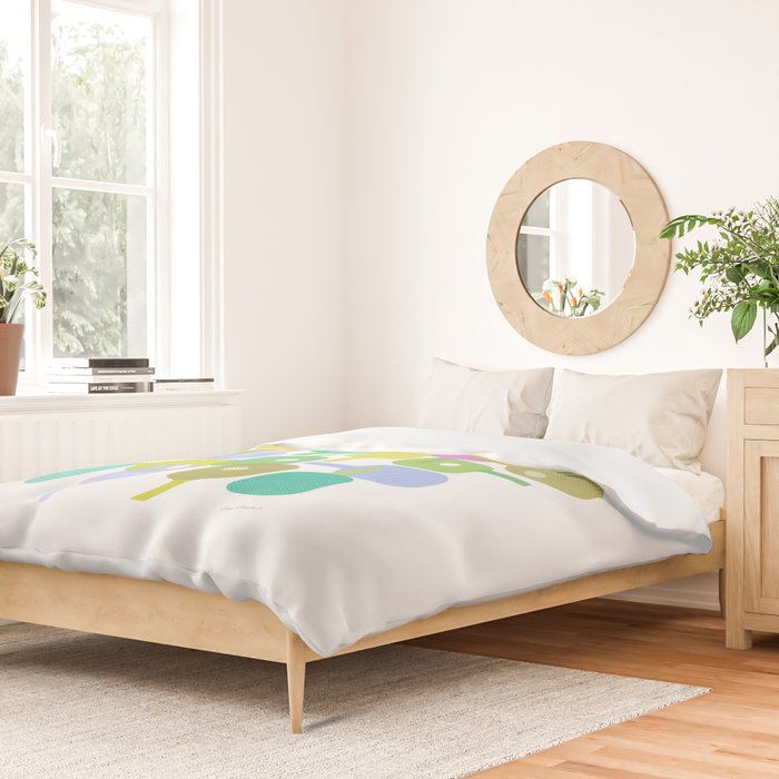 Mid Century Abstract Pickleball Shapes Duvet Cover Gallery Image 2