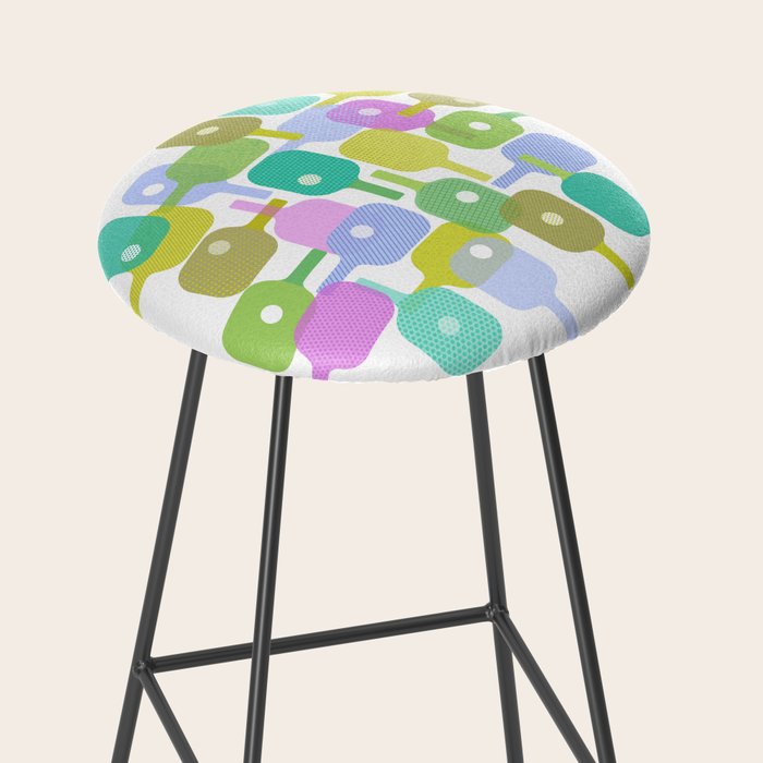 Mid Century Abstract Pickleball Shapes Stool Gallery Image 2