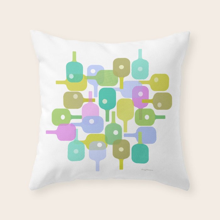 Mid Century Abstract Pickleball Shapes Throw Pillow Gallery Image 6