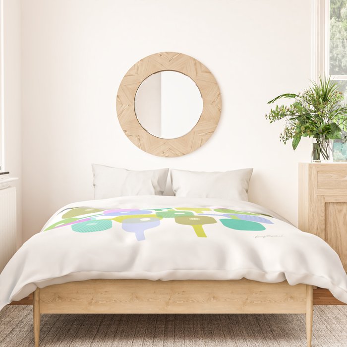 Mid Century Abstract Pickleball Shapes Duvet Cover Gallery Image 3