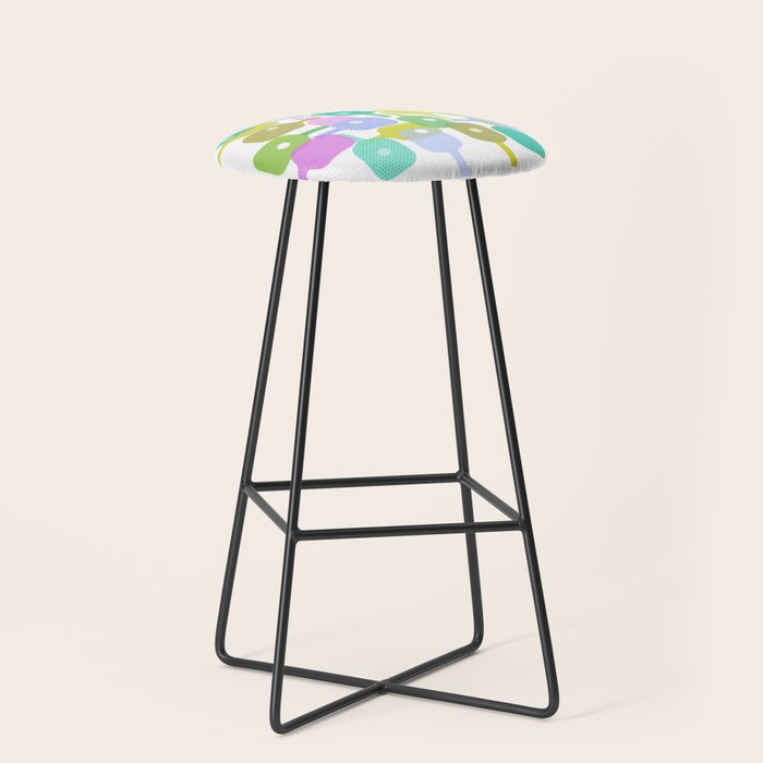 Mid Century Abstract Pickleball Shapes Stool Gallery Image 1