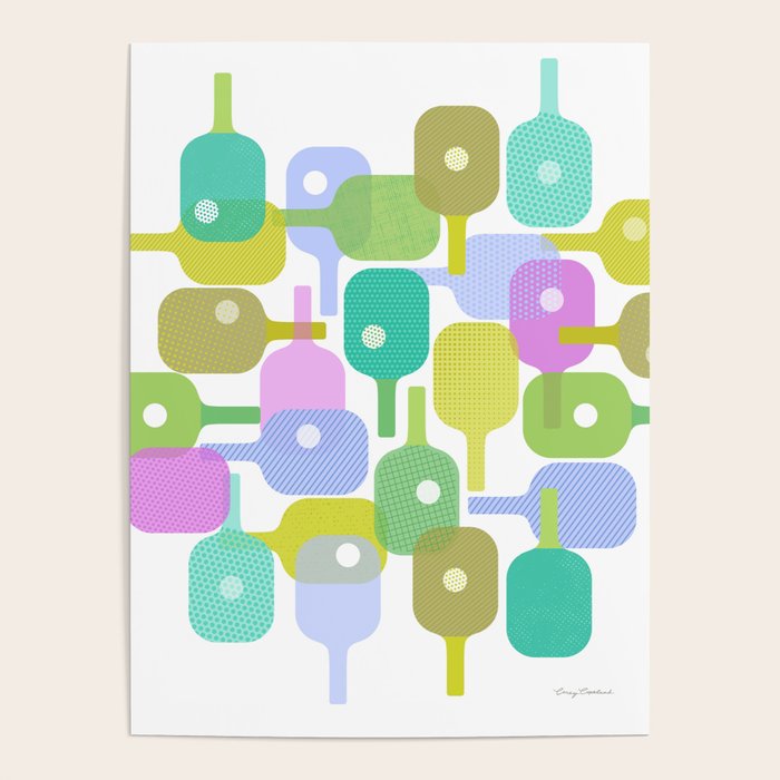 Mid Century Abstract Pickleball Shapes Poster Gallery Image 4