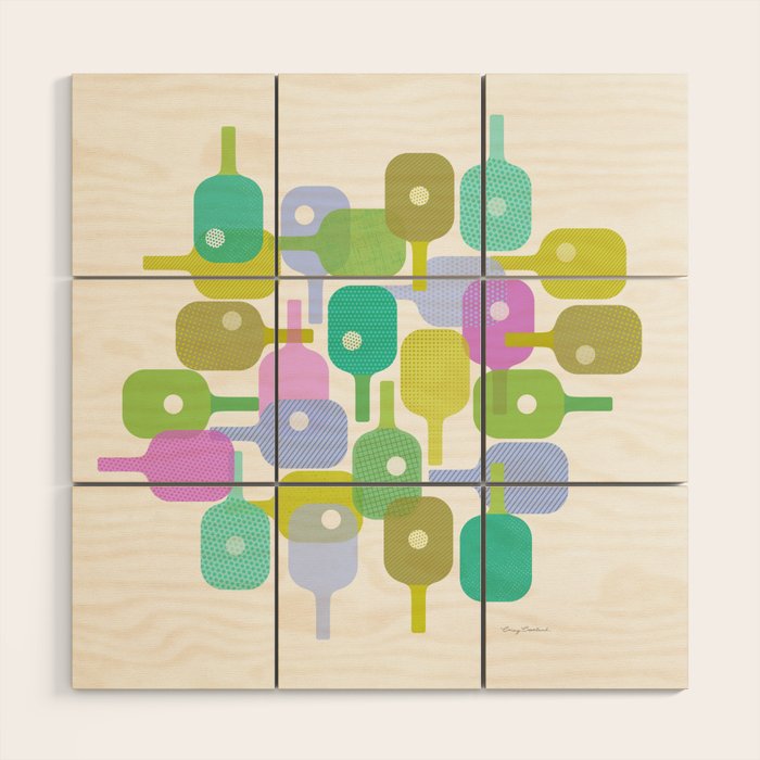 Mid Century Abstract Pickleball Shapes Wood Wall Art Gallery Image 1