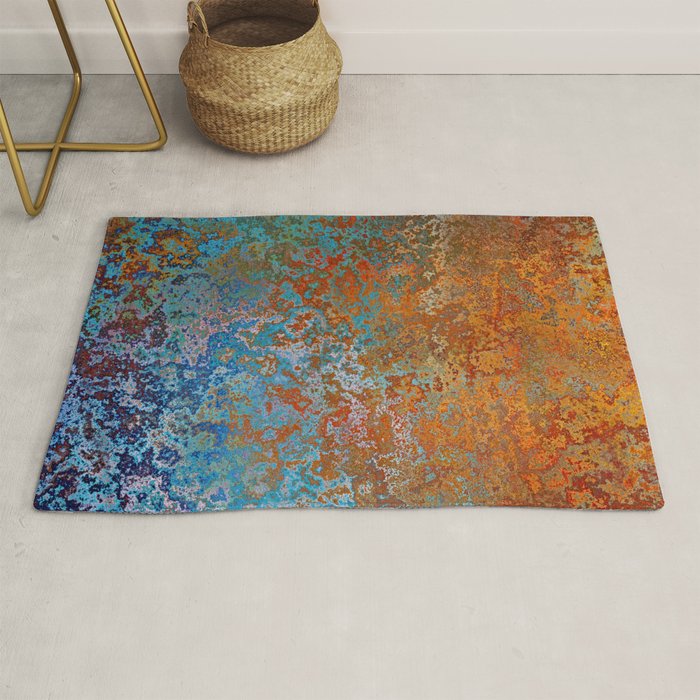Vintage Rust, Copper and Blue Rug Gallery Image 1