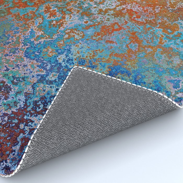 Vintage Rust, Copper and Blue Rug Gallery Image 4