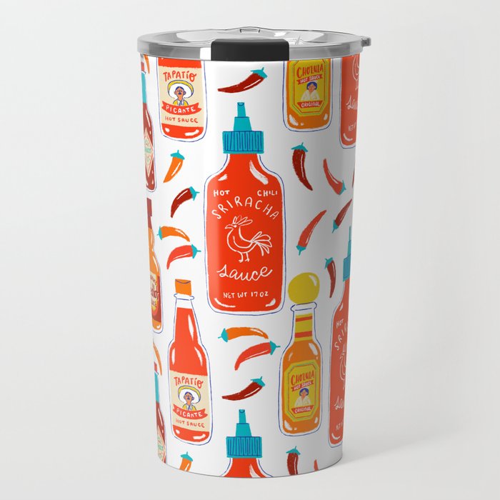 Hot Sauce and Chili Peppers Travel Mug Gallery Image 1
