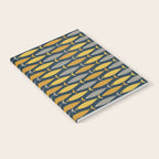 Mid Century Modern Fish Stripes Pattern in Light Mustard, Dark Mustard, Grey, and Navy Blue Notebook Gallery Image 2