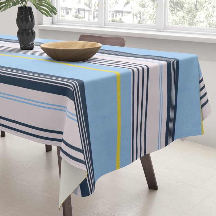 Cheerful Blue, Summer Stripes  Tablecloth Gallery Image 3