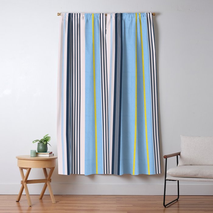 Cheerful Blue, Summer Stripes  Window Curtain Gallery Image 1