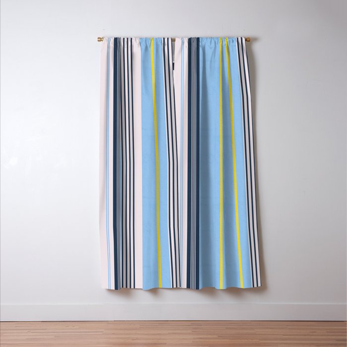 Cheerful Blue, Summer Stripes  Window Curtain Gallery Image 3