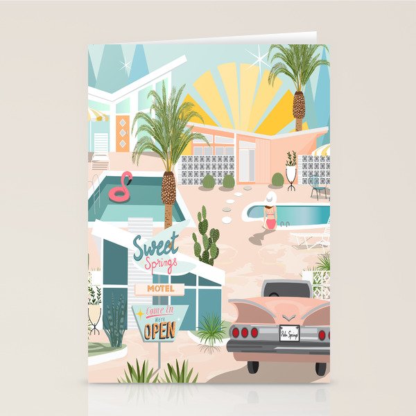 Retro Palm Springs III Stationery Card