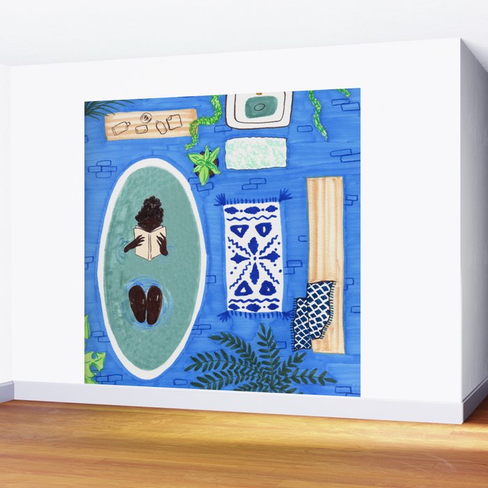 Blue Tiled Bath by Amanda Laurel Atkins Wall Mural Gallery Image 2