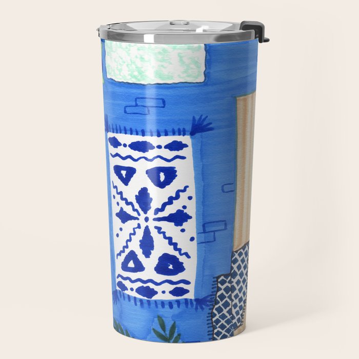 Blue Tiled Bath by Amanda Laurel Atkins Travel Mug Gallery Image 2