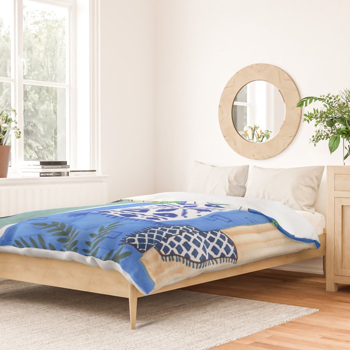 Blue Tiled Bath by Amanda Laurel Atkins Duvet Cover Gallery Image 2