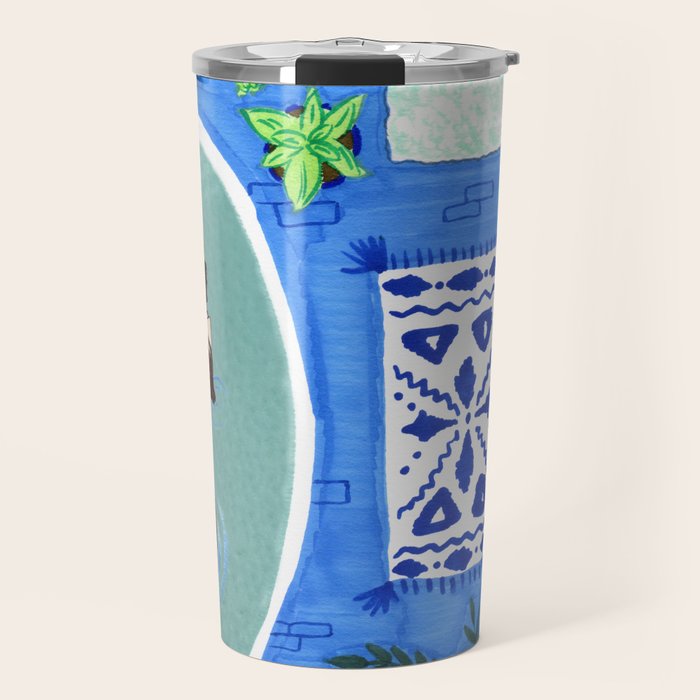 Blue Tiled Bath by Amanda Laurel Atkins Travel Mug Gallery Image 1