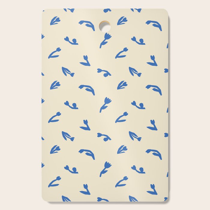 Abstract blue flower art pattern Cutting Board Gallery Image 1