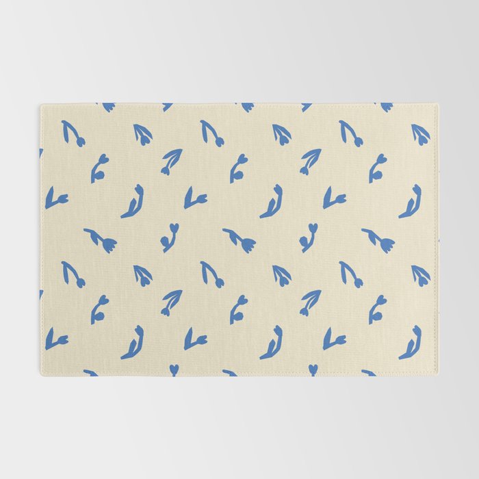Abstract blue flower art pattern Rug Gallery Image 2