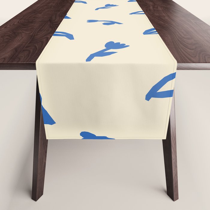 Abstract blue flower art pattern Table Runner Gallery Image 1