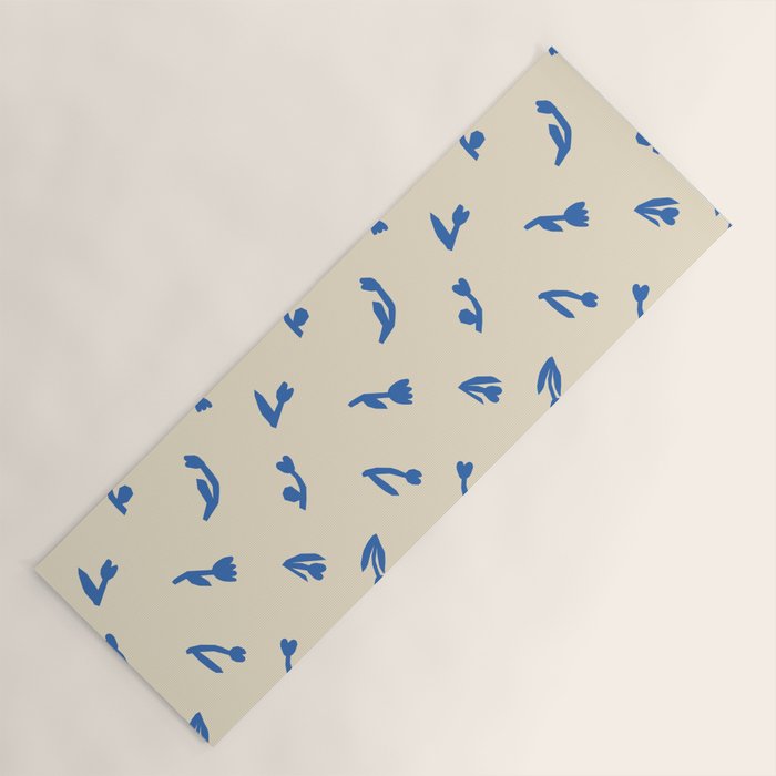 Abstract blue flower art pattern Yoga Mat Gallery Image 1
