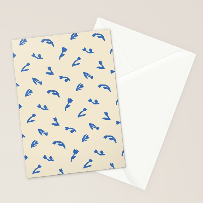 Abstract blue flower art pattern Stationery Card Gallery Image 2