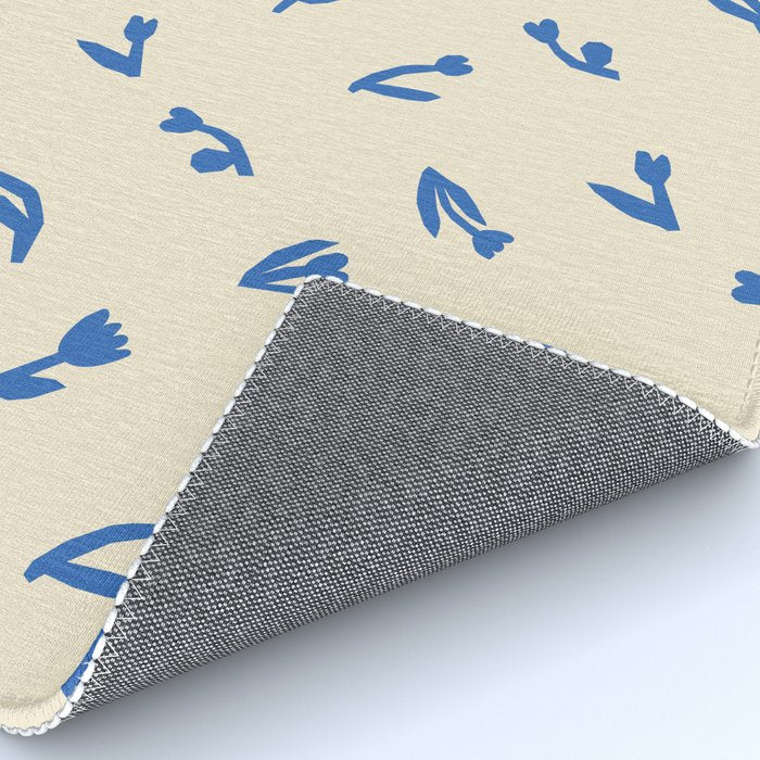 Abstract blue flower art pattern Rug Gallery Image 4