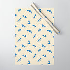 Abstract blue flower art pattern Wrapping Paper Gallery Image 1