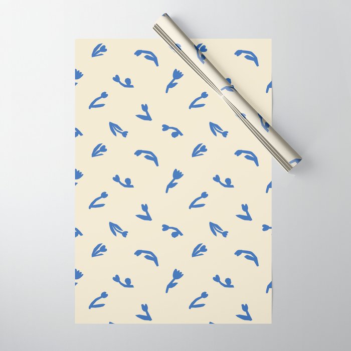 Abstract blue flower art pattern Wrapping Paper Gallery Image 1