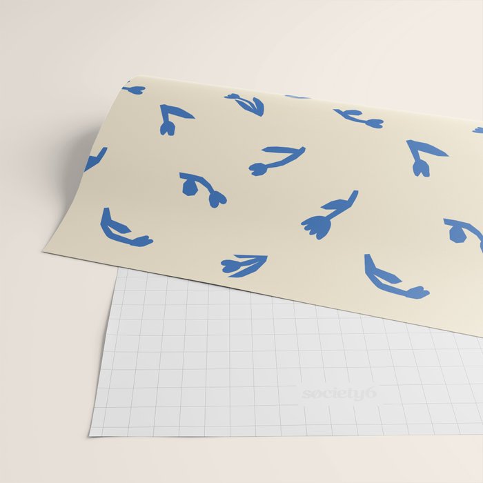 Abstract blue flower art pattern Wrapping Paper Gallery Image 2