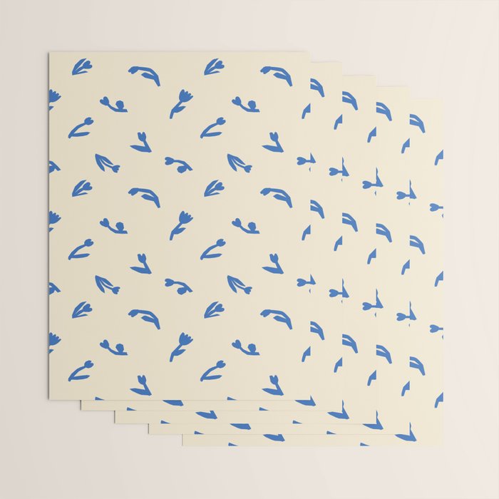 Abstract blue flower art pattern Wrapping Paper Gallery Image 3