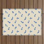 Abstract blue flower art pattern Outdoor Rug Gallery Image 1