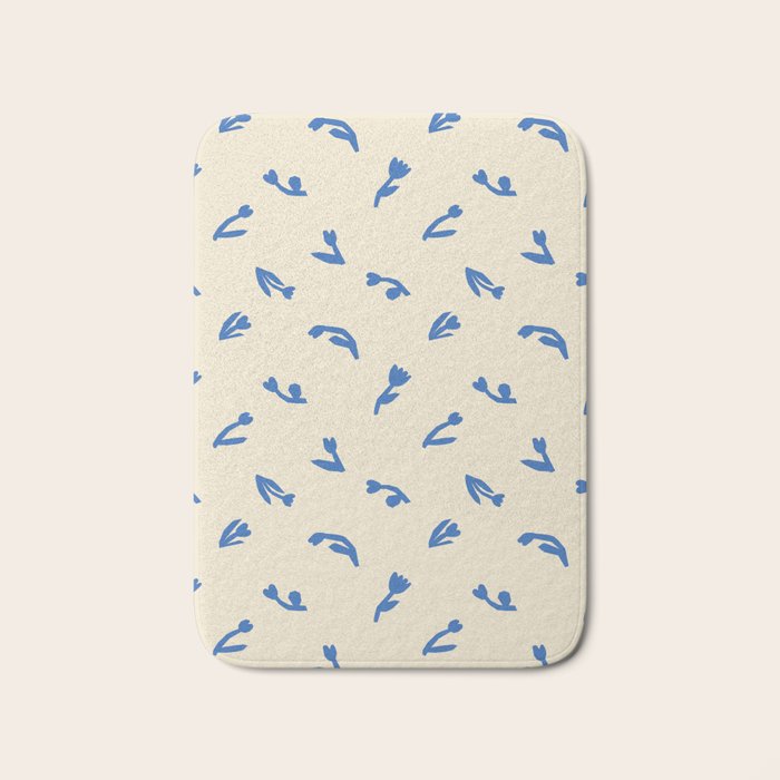 Abstract blue flower art pattern Bath Mat Gallery Image 1