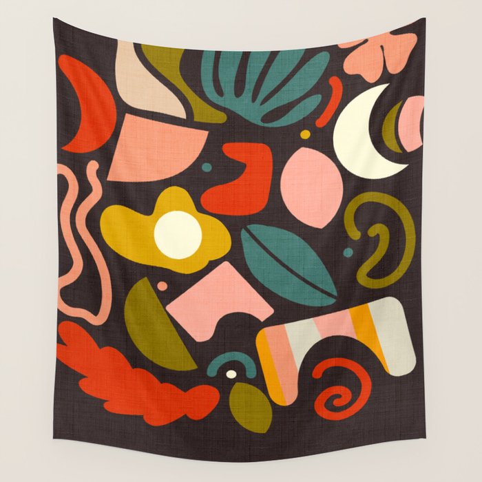 organic shapes geometric abstract shapes 3 Wall Tapestry Gallery Image 1