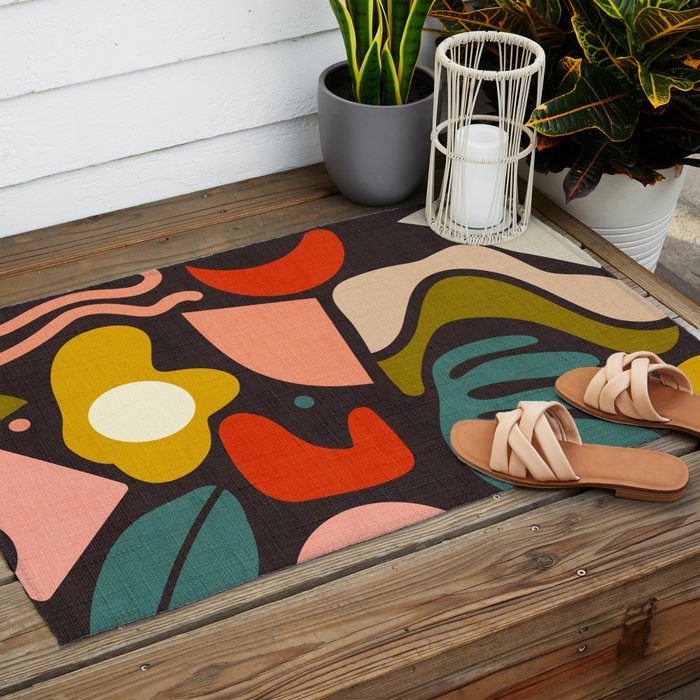 organic shapes geometric abstract shapes 3 Outdoor Rug Gallery Image 2