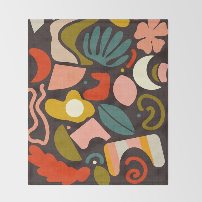 organic shapes geometric abstract shapes 3 Throw Blanket Gallery Image 2