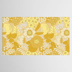 Yellow, Ivory & Brown Retro Floral Pattern Tablecloth Gallery Image 2