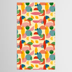 Retro Abstract Geometric Pattern with Bright Colorful Shapes and Fabric Texture Tablecloth Gallery Image 2