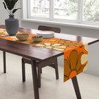 70s Retro Floral Pattern Groovy Garden Flowers in Orange and Brown Table Runner Gallery Image 2
