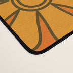 70s Retro Floral Pattern Groovy Garden Flowers in Orange and Brown Desk Mat Gallery Image 4